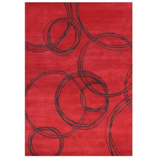 Hand carved Alliyah Hand Made Red Wool Blend Rug (5 X 8)
