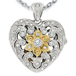 CT. T.W. Diamond Heart Locket Pendant in Sterling Silver and 14K