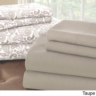 Amrapur Overseas Inc Solid And Print 8 piece Microfiber Sheet Set (more Colors Available) Tan Size King