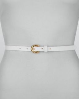 Smooth Leather Belt, White   Rivette