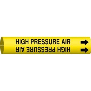 Brady 4075 G Brady Strap On Pipe Marker, B 915, Black On Yellow Printed Plastic Sheet, Legend "High Pressure Air" Industrial Pipe Markers