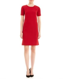 Womens McKayla Shift Dress with Textured Stripes on Shoulders   Lafayette 148