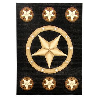 Skinz Design Texas Star Black Area Rug (5 X 7)