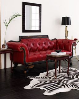 Red Tufted Leather Sofa   Old Hickory Tannery