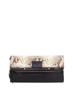 Bankers Python Print Fold Over Clutch   Cynthia Vincent