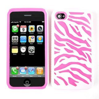 Apple IPhone 4 4S E01 Hot Pink Zebra On White Case Cover Housing Faceplate Skin Cell Phones & Accessories