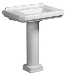 Danze DC026028WH Cirtangular 8 Inch Widespread Pedestal Lavatory Basin, White   Pedestal Sinks  