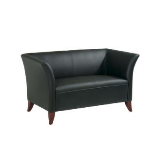 Office Star Leather Love Seat with Open Wing SL1 X Leather Color Black