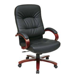 Office Star Leather Office Chair with Wood Base WD567x Back High Back
