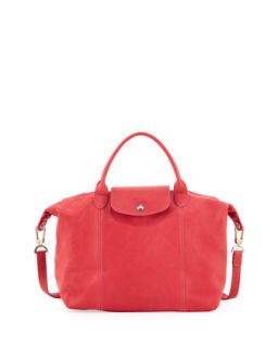 Le Pliage Cuir Handbag with Strap, Pink   Longchamp