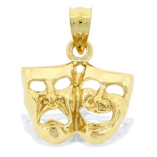 Polished Drama Mask Necklace Charm in 10K Gold   Zales