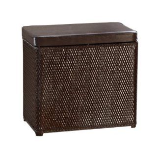 Lamont Home Carter Bench Wicker Laundry Hamper with Coordinating Padded Vinyl Lid, Chocolate   Wicker Basket With Lid