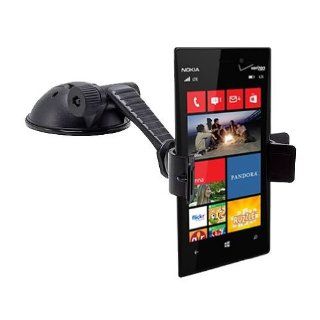 High Grade Robust Dash Stand Holder for Nokia Lumia 920, 925, 928, 929 icon and 1020 , Apple iphone 4S, 5C, 5S, Samsung S4 Mini, S4, S5, Nexus 4, Nexus 5, Moto X, Moto G, Razr MAXX HD and More with Windshield Rotating Cradle Car Mount (For Use with Skin, B