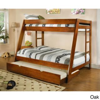 Furniture Of America Vittoria Twin Over Full Bunk Bed With Dual Ladders Oak Size Full