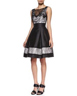 Womens Sleeveless Lace Detail Cocktail Dress, Black/White   Theia by Don