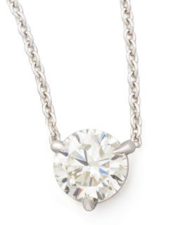 18k White Gold Diamond Solitaire Pendant Necklace, G H/SI1 0.74ctw   NM Diamond