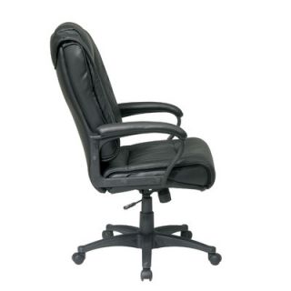 Office Star Deluxe High Back Leather Executive Chair EX5162 4 Finish Black