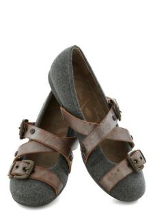 Strappy Hour Flat in Pewter  Mod Retro Vintage Flats
