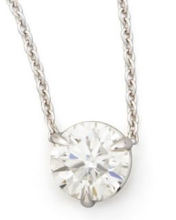 18k White Gold Diamond Solitaire Pendant Necklace, 1.00ctw H/SI1   NM Diamond