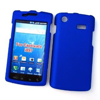 Samsung Captivate I897 (AT&T) Rubberized Snap On Protector Hard Case, Blue Cell Phones & Accessories