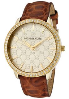 Michael Kors MK2217  Watches,Womens Champagne Textured Dial Brown Embossed Leather, Casual Michael Kors Quartz Watches