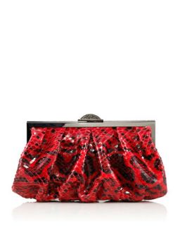 Natalie Anaconda Clutch Bag, Red/Black   Judith Leiber Couture