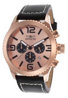 Invicta 17075  Watches,Mens Specialty 18K Rose Gold Plated Steel Case Chronograph Black Genuine Leather, Casual Invicta Quartz Watches
