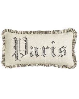 Paris Pillow with Ticking Stripe Ruffle, 10 x 20   French Laundry Home