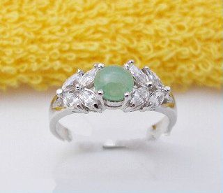 5mm Jade Natural jadite stone 925 sterling silver ring 007 sunnyshopday Jewelry
