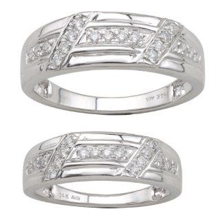 14KT White Gold 0.53ctw Diamond Wedding Band For Him and Her Jewelry