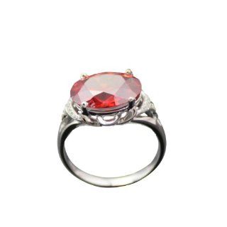 Jade Angel 925 Sterling Silver Oval Cut Garnet And Created Diamonds Engagement Ring Color Red Jewelry