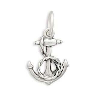 15x11mm Anchor and Rope Charm .925 Sterling Silver Jewelry