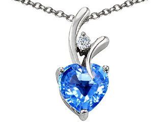 Star K Heart Shape 8mm Simulated Blue Topaz Pendant Pendant Necklaces Jewelry