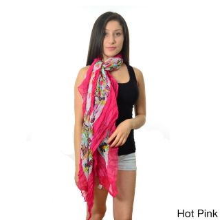 La77 Womens Crinkled Butterfly Frame Print Scarf