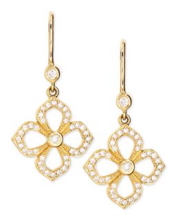 Small Flower Petal Pave Diamond Earrings on French Wire   Penny Preville