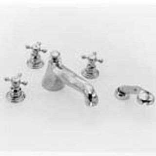 Newport Brass 3 927/06 Astor Triple Handle Roman Tub Faucet with handshower and Metal Cross Handles, Antique Brass   Faucet Trim Kits  