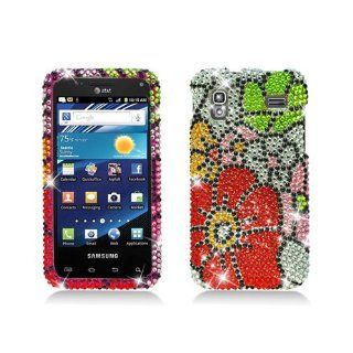 Red Pink Flower Bling Gem Jeweled Crystal Cover Case for Samsung Captivate Glide SGH I927 Cell Phones & Accessories
