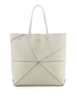 Lia Origami Leather Tote Bag, Light Sand   Loewe