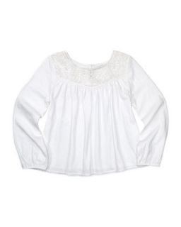 Lace Yoke Blouson Top, White, Sizes 4 6X   Ralph Lauren Childrenswear