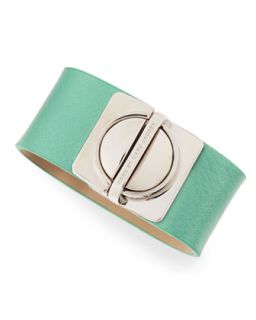 Circle in a Square Logo Clasp Leather Bracelet, Light Green   MARC by Marc