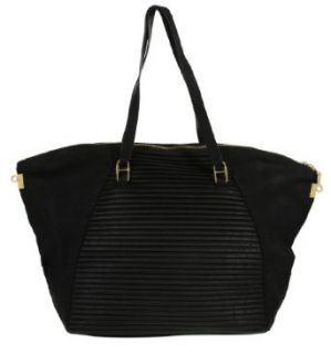 FRENCH CONNECTION Pleated Cord Python Embossed Large Dome Tote Bag, [FCHB0022 931], BLK Clothing