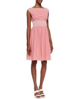 Womens leora cap sleeve horizontally striped dress, geranium/cream   kate