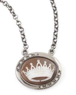 Diamond Trim Crown Cameo Necklace   AMEDEO