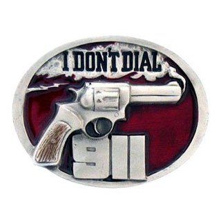 Pewter Belt Buckle   I Don't Dial 911 Pewter Belt Buckle   I Don't Dial 911 Sports & Outdoors