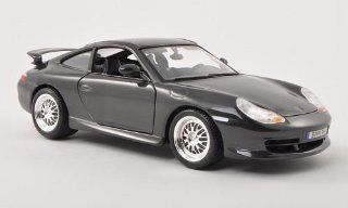 Porsche 911 (996) GT3, met. dark grey , 1997, Model Car, Ready made, Bburago 118 Bburago Toys & Games