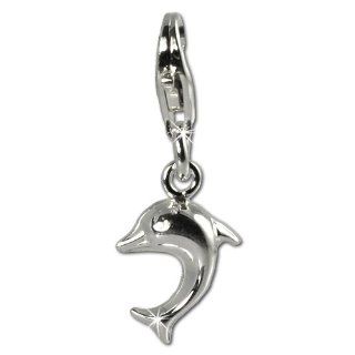 SilberDream small Charm dolphin 925 Sterling Silver Charms Pendant with Lobster Clasp for Charms Bracelet, Necklace or Earring FC942 Jewelry