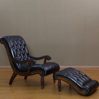Lazzaro Leather Arm Chair and Ottoman C3806 10 9011B