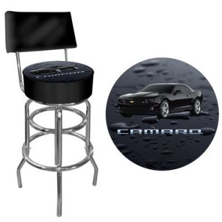 Trademark Global Black Camaro Swivel Bar Stool with Cushion GM1100 CAM BLK