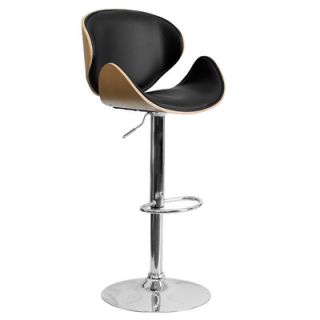 FlashFurniture Bar Stool with Curved Vinyl Adjustable Height Seat and Back SD