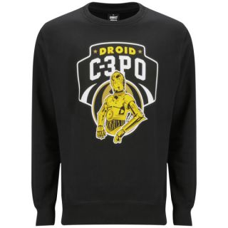 Addict Mens C3PO Droids Crew Neck Sweatshirt   Black      Mens Clothing